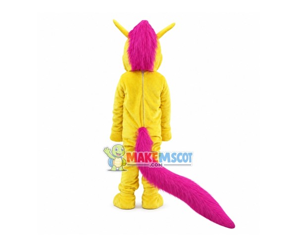 Bright Yellow Horse With Long Tail Mascot Costume Bright Yellow Horse With Long Tail Mascot Costume