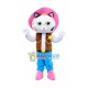 Farm Star Cat With Pink Sun Hat Mascot Costume Farm Star Cat With Pink Sun Hat Mascot Costume