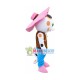 Farm Star Cat With Pink Sun Hat Mascot Costume Farm Star Cat With Pink Sun Hat Mascot Costume