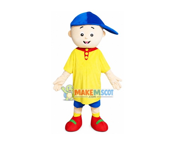 Little Boy Mascot Costume In The Yellow Shirt Little Boy Mascot Costume In The Yellow Shirt