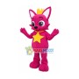Cartoon Pinkfong Wearing Golden Crown Mascot Costume