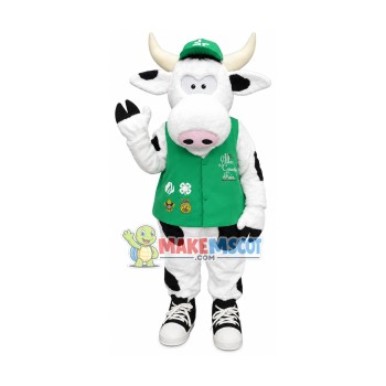 Enthusiastic Volunteer Cow Mascot Costume Enthusiastic Volunteer Cow Mascot Costume