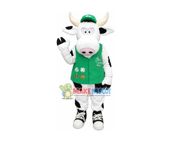 Enthusiastic Volunteer Cow Mascot Costume Enthusiastic Volunteer Cow Mascot Costume