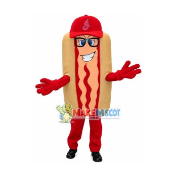 Cartoon Hot Dog With Salad Dressing Mascot Costume