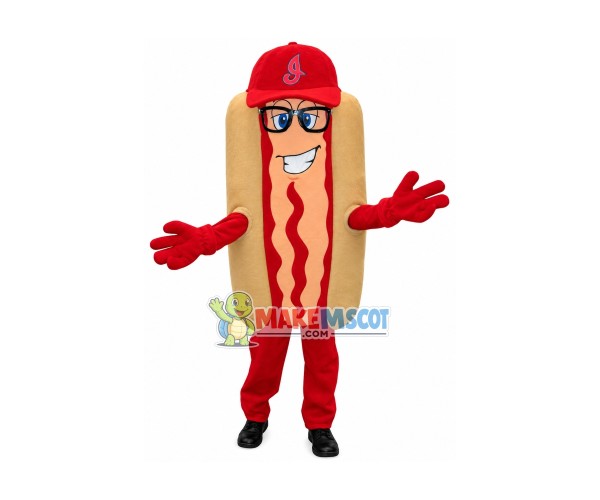 Cartoon Hot Dog With Salad Dressing Mascot Costume