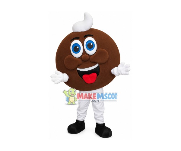 Fluffy Creamy Chocolate Pie Mascot Costume Fluffy Creamy Chocolate Pie Mascot Costume