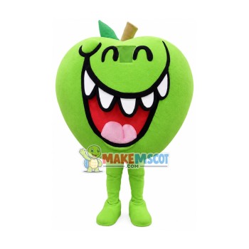 Interesting Cartoon Apple With Big Smile Mascot Costume Interesting Cartoon Apple With Big Smile Mascot Costume
