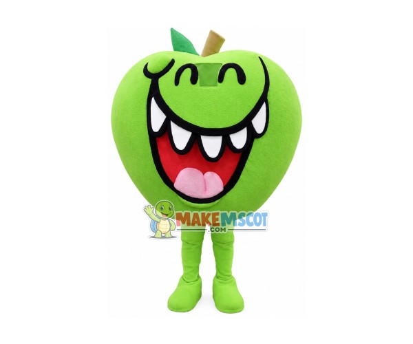 Interesting Cartoon Apple With Big Smile Mascot Costume Interesting Cartoon Apple With Big Smile Mascot Costume