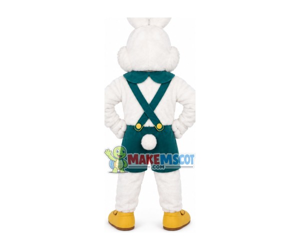 Dark Green Overalls Rabbit Mascot Costume Dark Green Overalls Rabbit Mascot Costume