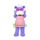 Purple Hippo With Vest Dress Mascot Cartoon Costume