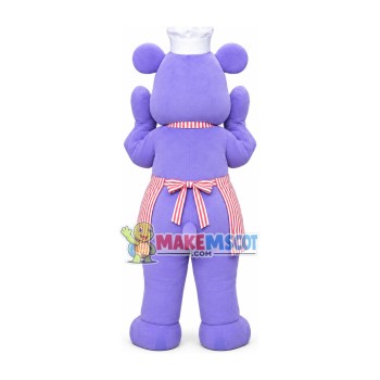 Purple Hippo With Vest Dress Mascot Cartoon Costume