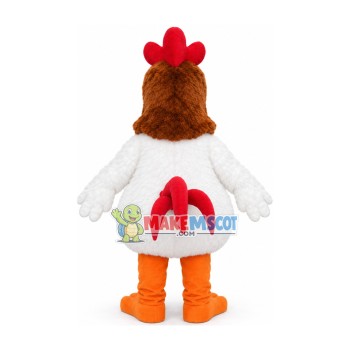 Plush White Crowing Rooster Mascot Costume Plush White Crowing Rooster Mascot Costume