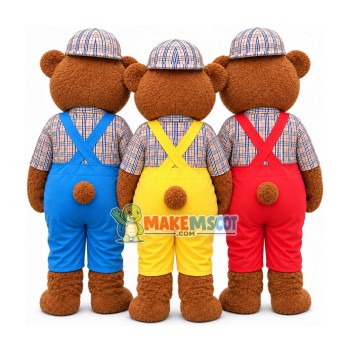 Friendly Colored Teddy Bear Brothers Mascot Costume Friendly Colored Teddy Bear Brothers Mascot Costume