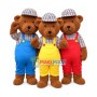 Friendly Colored Teddy Bear Brothers Mascot Costume