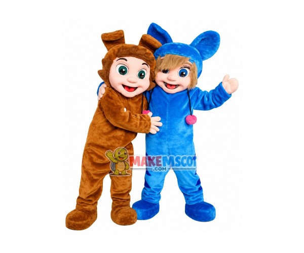 Pair of Bright Twins Baby Mascot Costume Pair of Bright Twins Baby Mascot Costume