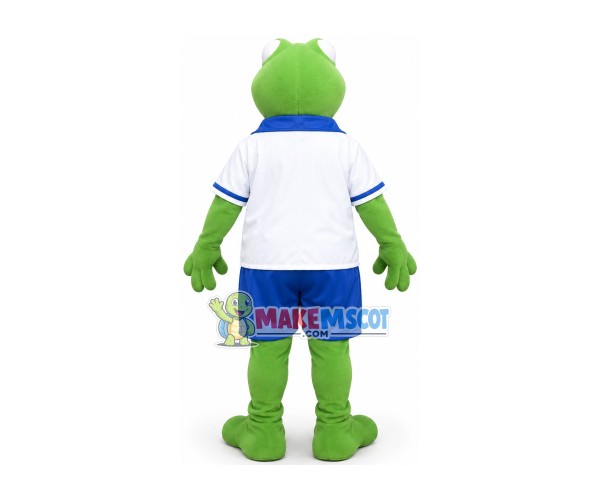 Pleased Adult Frog In The Polo Shirt Mascot Costume Pleased Adult Frog In The Polo Shirt Mascot Costume