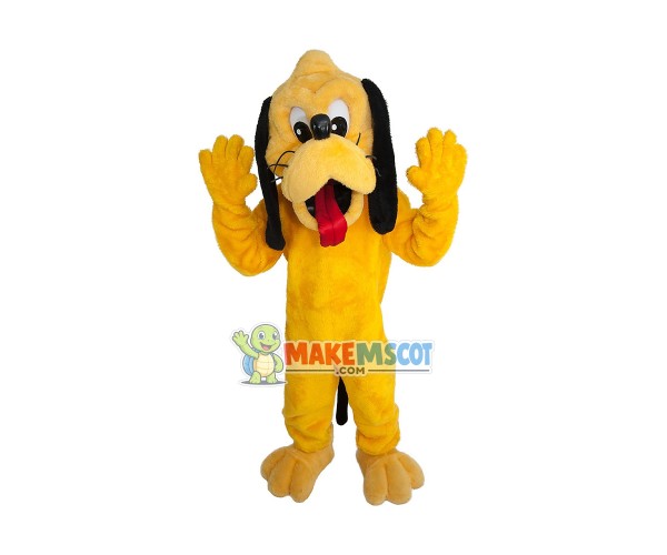 Yellow Pluto The Pup Mascot Cartoon Costume Yellow Pluto The Pup Mascot Cartoon Costume