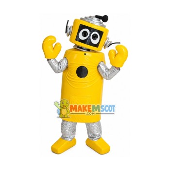 Yellow Robot Plex Yo Gabba Gabba Mascot Costume Yellow Robot Plex Yo Gabba Gabba Mascot Costume