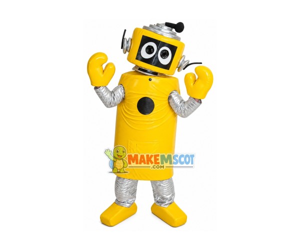 Yellow Robot Plex Yo Gabba Gabba Mascot Costume Yellow Robot Plex Yo Gabba Gabba Mascot Costume