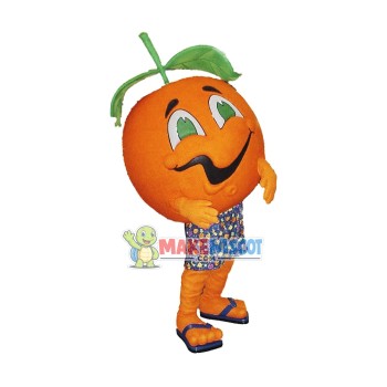 Crooked Mouth Orange With Leaves Mascot Costume Crooked Mouth Orange With Leaves Mascot Costume