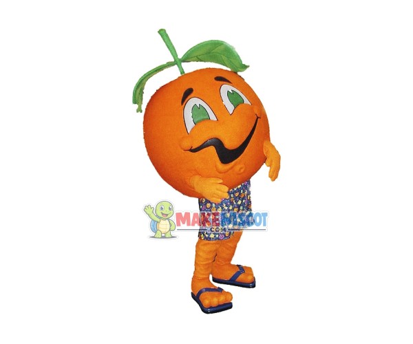 Crooked Mouth Orange With Leaves Mascot Costume