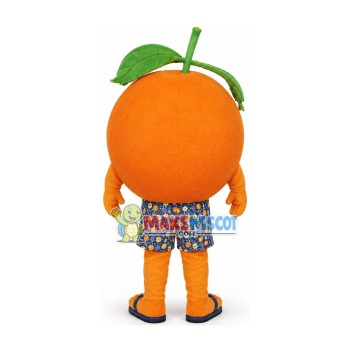 Crooked Mouth Orange With Leaves Mascot Costume Crooked Mouth Orange With Leaves Mascot Costume