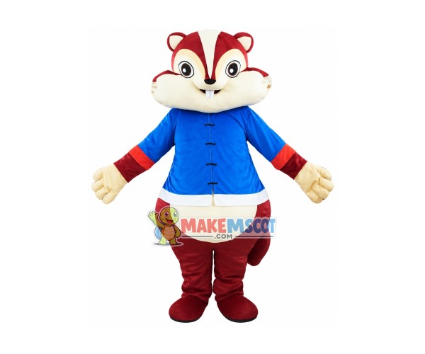 Blue Gown Chipmunk Mascot Costume Blue Gown Chipmunk Mascot Costume