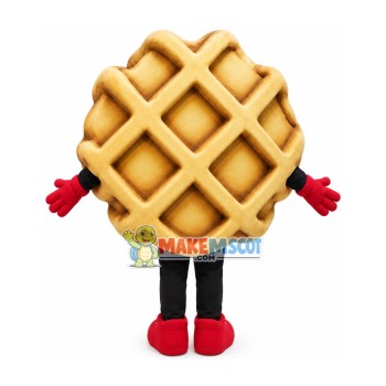 Fluffy Waffle Mascot Cartoon Costume Fluffy Waffle Mascot Cartoon Costume