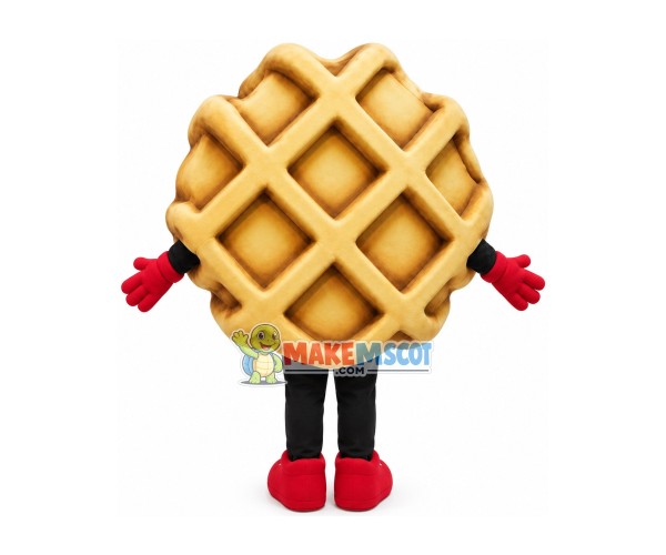 Fluffy Waffle Mascot Cartoon Costume Fluffy Waffle Mascot Cartoon Costume