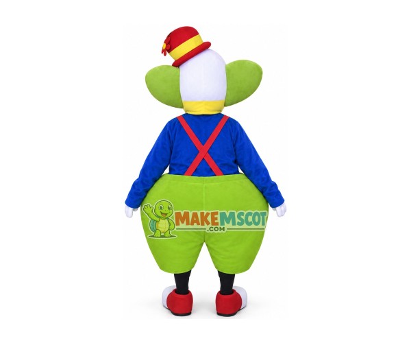 Smiley Clown With Green Overalls Mascot Costume Smiley Clown With Green Overalls Mascot Costume
