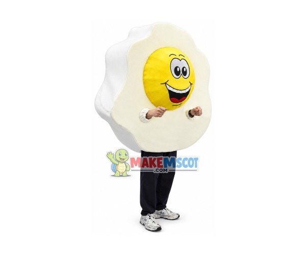 Irregularly Shaped Cooked Poached Egg Mascot Costume Irregularly Shaped Cooked Poached Egg Mascot Costume