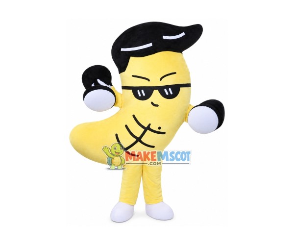 Fitness Banana Holding Dumbbells Mascot Costume