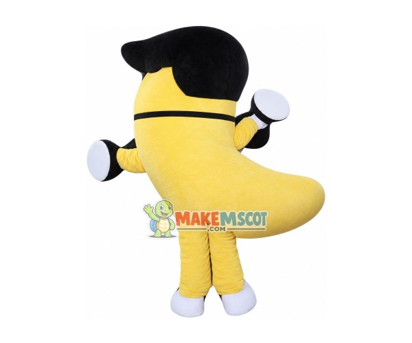 Fitness Banana Holding Dumbbells Mascot Costume Fitness Banana Holding Dumbbells Mascot Costume