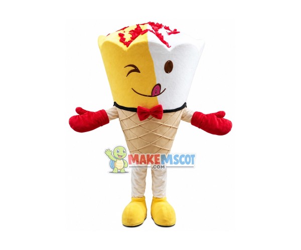Mango Vanilla Cone Ice Cream Mascot Costume Mango Vanilla Cone Ice Cream Mascot Costume