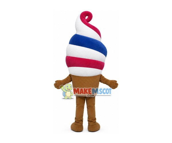 Dual Flavor Colored Cone Ice Cream Mascot Costume Dual Flavor Colored Cone Ice Cream Mascot Costume