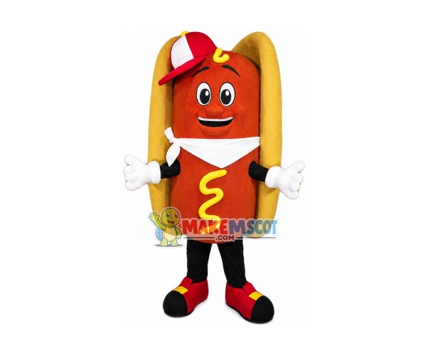 Hot Dog With Napkin Mascot Costume Hot Dog With Napkin Mascot Costume