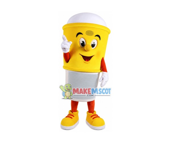 Drink Cup With Yellow Sleeve Mascot Costume Drink Cup With Yellow Sleeve Mascot Costume