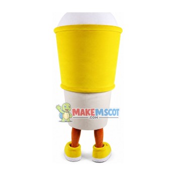 Drink Cup With Yellow Sleeve Mascot Costume Drink Cup With Yellow Sleeve Mascot Costume