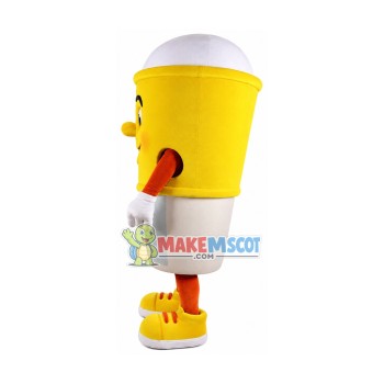 Drink Cup With Yellow Sleeve Mascot Costume Drink Cup With Yellow Sleeve Mascot Costume