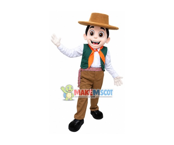 Generous Young Farmer Mascot Costume Generous Young Farmer Mascot Costume