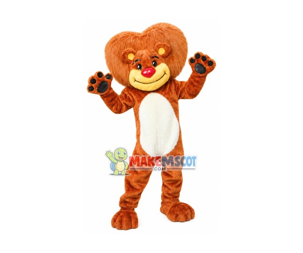 Brilliant Lion With Heart-shaped Mane Mascot Costume Brilliant Lion With Heart-shaped Mane Mascot Costume