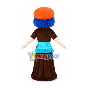 Blue Curly Granny Mascot Costume