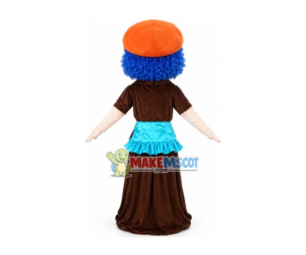 Blue Curly Granny Mascot Costume Blue Curly Granny Mascot Costume
