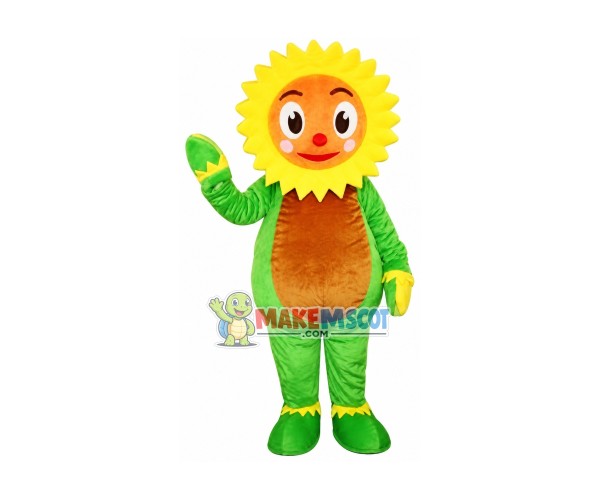 Vibrant Green Sunflower Mascot Costume Vibrant Green Sunflower Mascot Costume