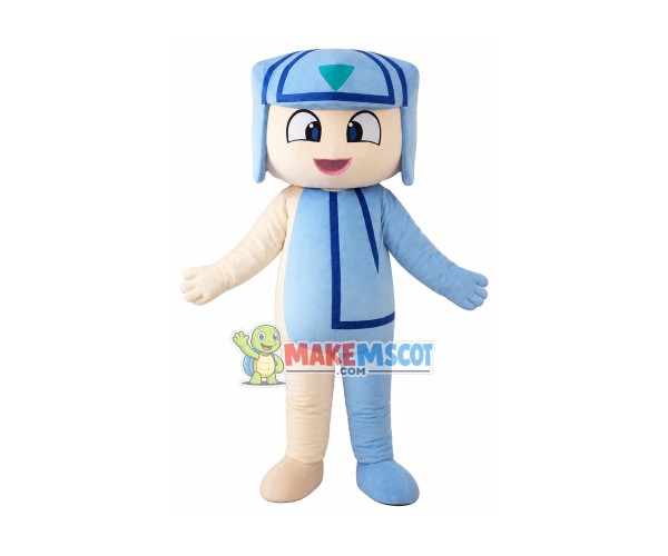 Blue Beret Boy Mascot Costume Blue Beret Boy Mascot Costume