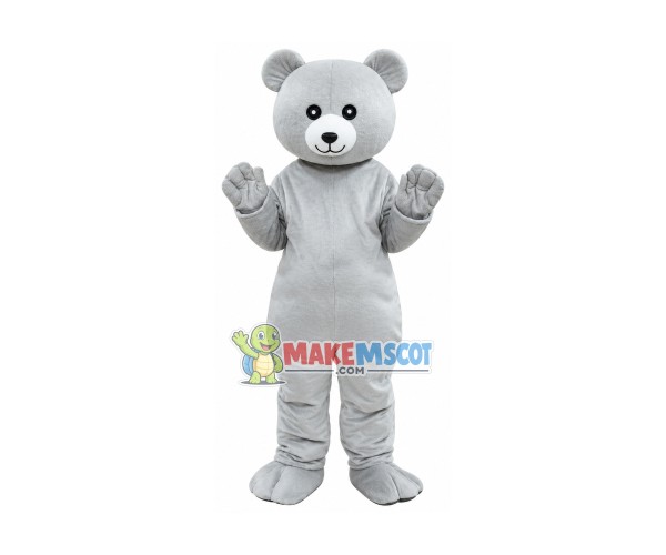 Friendly Gray Bear Mascot Costume
