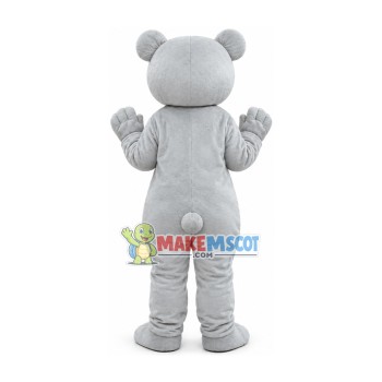 Friendly Gray Bear Mascot Costume