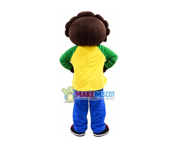 Cheering Curly Black Kid Mascot Costume