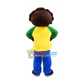 Cheering Curly Black Kid Mascot Costume