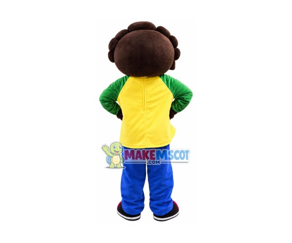 Cheering Curly Black Kid Mascot Costume Cheering Curly Black Kid Mascot Costume